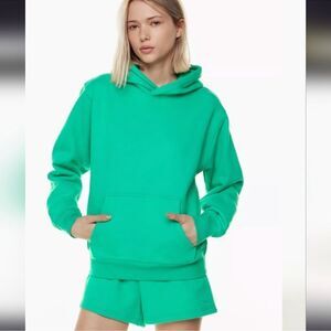 Aritzia TNA Cozy Fleece Perfect Hoodie Sweatshirt Green Size XXS
